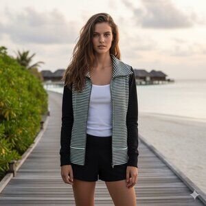 Lululemon Mint Green Black Daily Yoga Zip Jacket Black & Mint Stripe 4